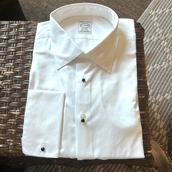 NWT Men's Wearhouse Formal French Cuff White  Cotton Shirt... Size 17..34/35 - Picture 1 of 10